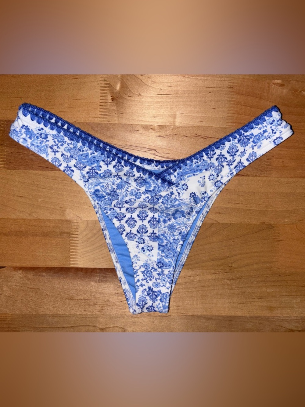 Hollister Blue and White Floral Bikini Bottom